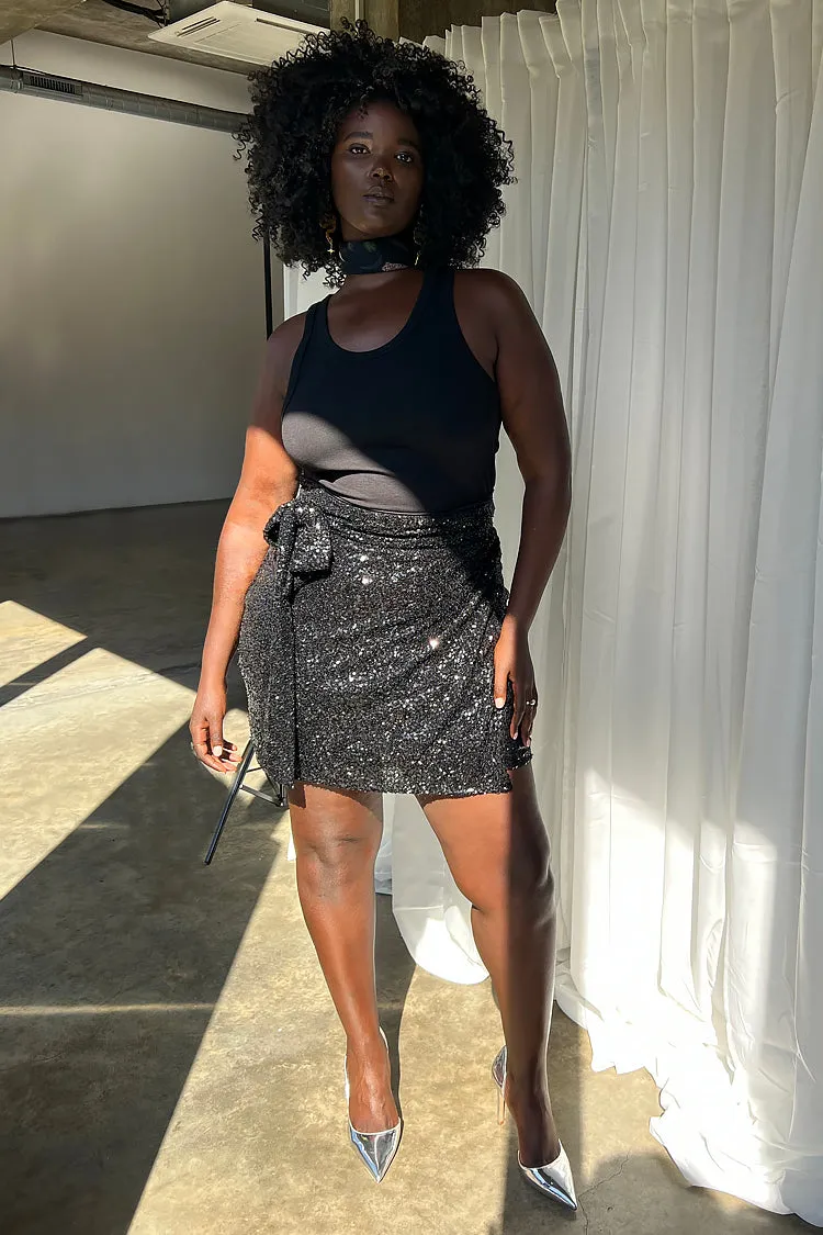 Black Sequin Mini Jaspre skirt