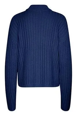 BLUE CREW NECK COMFY SWEATER