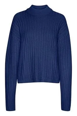 BLUE CREW NECK COMFY SWEATER