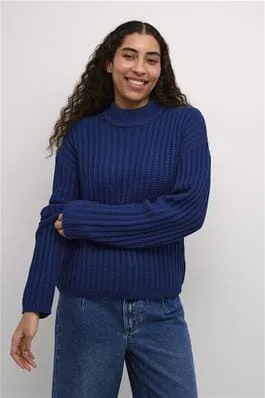 BLUE CREW NECK COMFY SWEATER