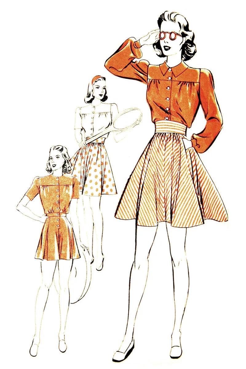 Brenda Marshall Hollywood Pattern 421 UNCUT Playsuit Tennis Skirt 1940s 34B