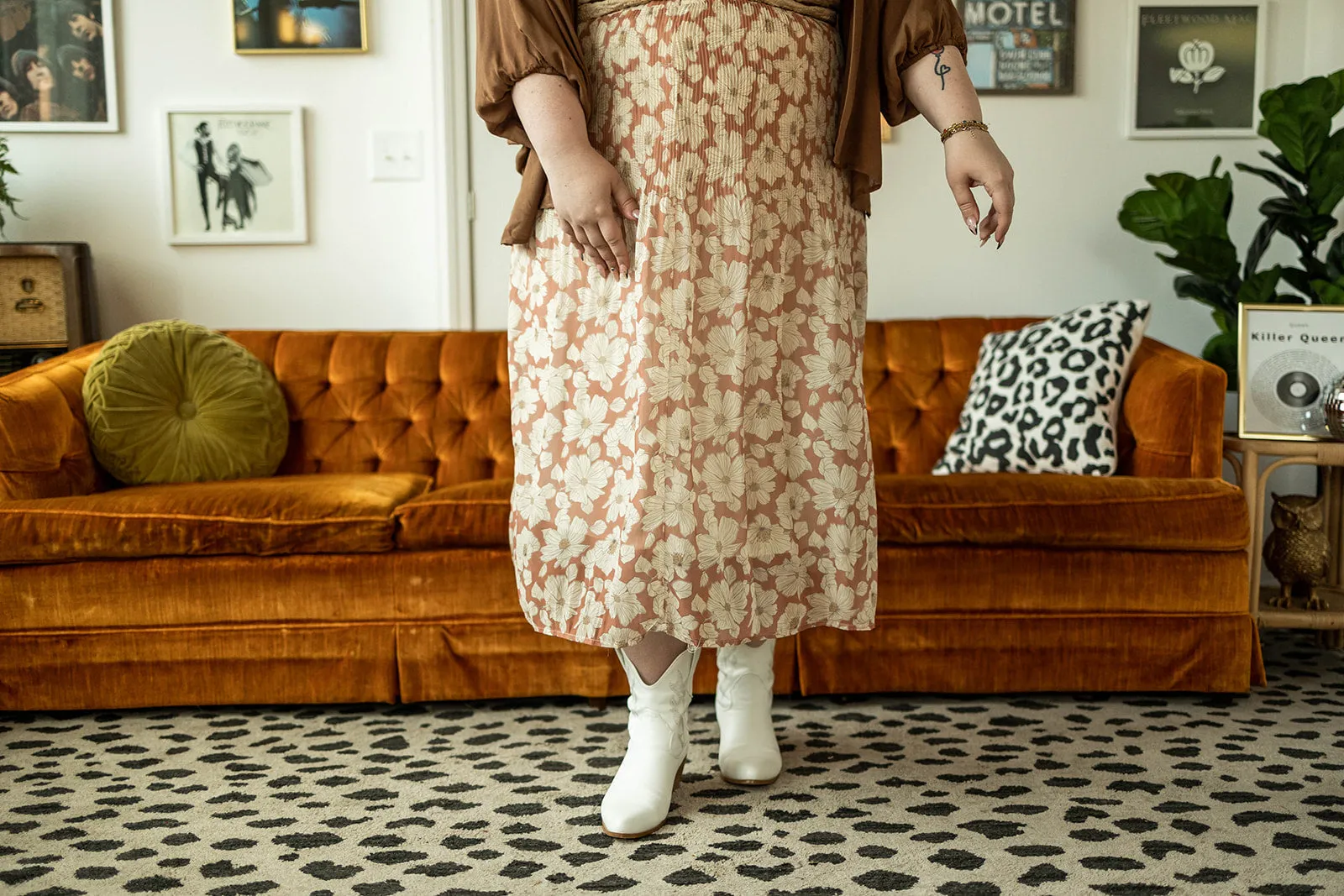 bridget skirt in brick floral