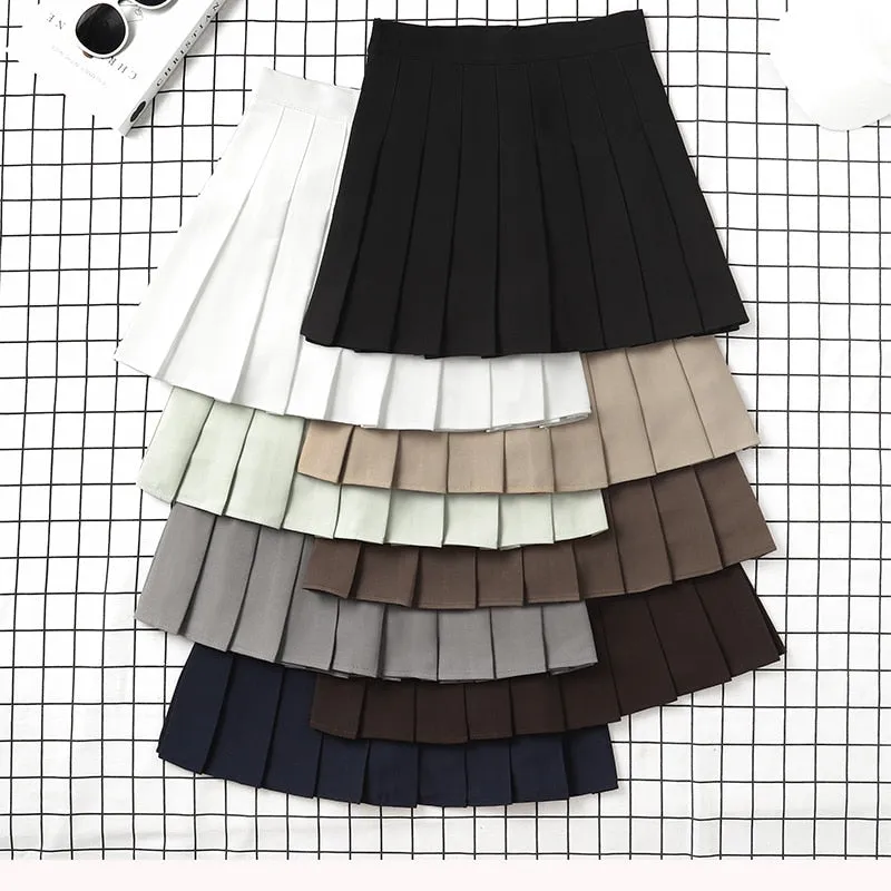 Brown Skirt Ladies 2022 Summer Clothes Women&#39;s High Waist Harajuku Korean Style Black Mini Pleated Skirt For School Girl Uniform