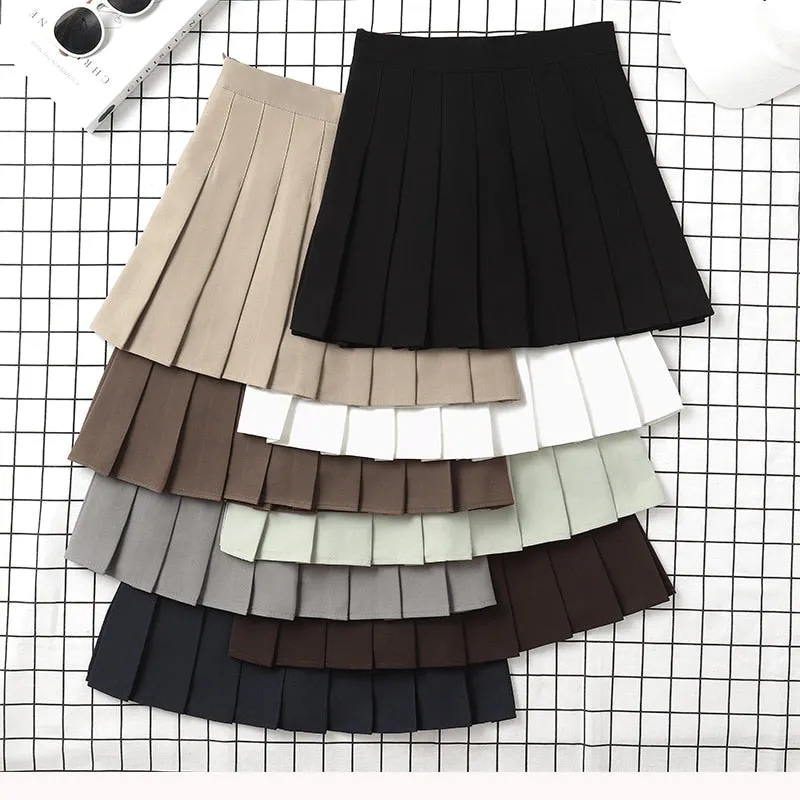 Brown Skirt Ladies 2022 Summer Clothes Women&#39;s High Waist Harajuku Korean Style Black Mini Pleated Skirt For School Girl Uniform