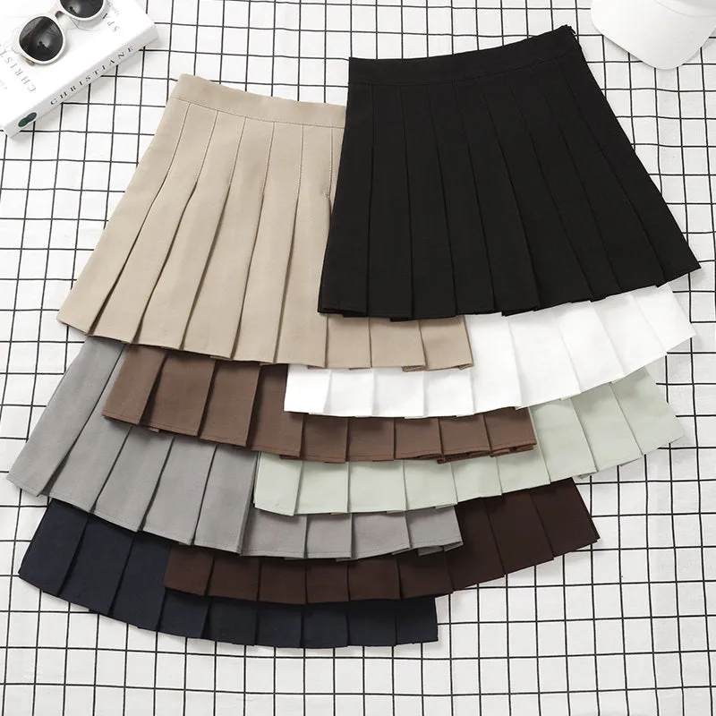 Brown Skirt Ladies 2022 Summer Clothes Women&#39;s High Waist Harajuku Korean Style Black Mini Pleated Skirt For School Girl Uniform