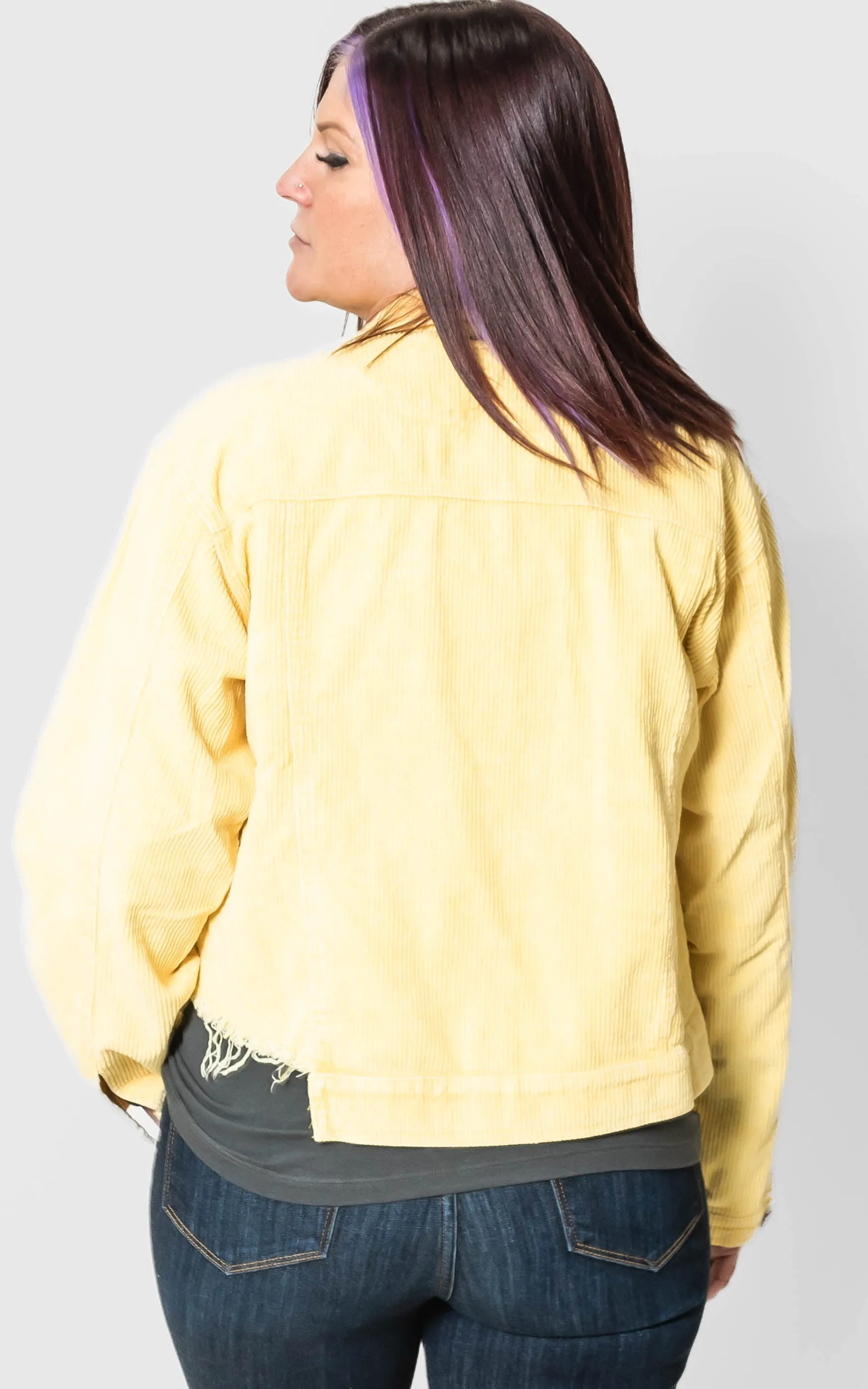 Bumble Bee Cropped Corduroy Jacket - POL Final Sale