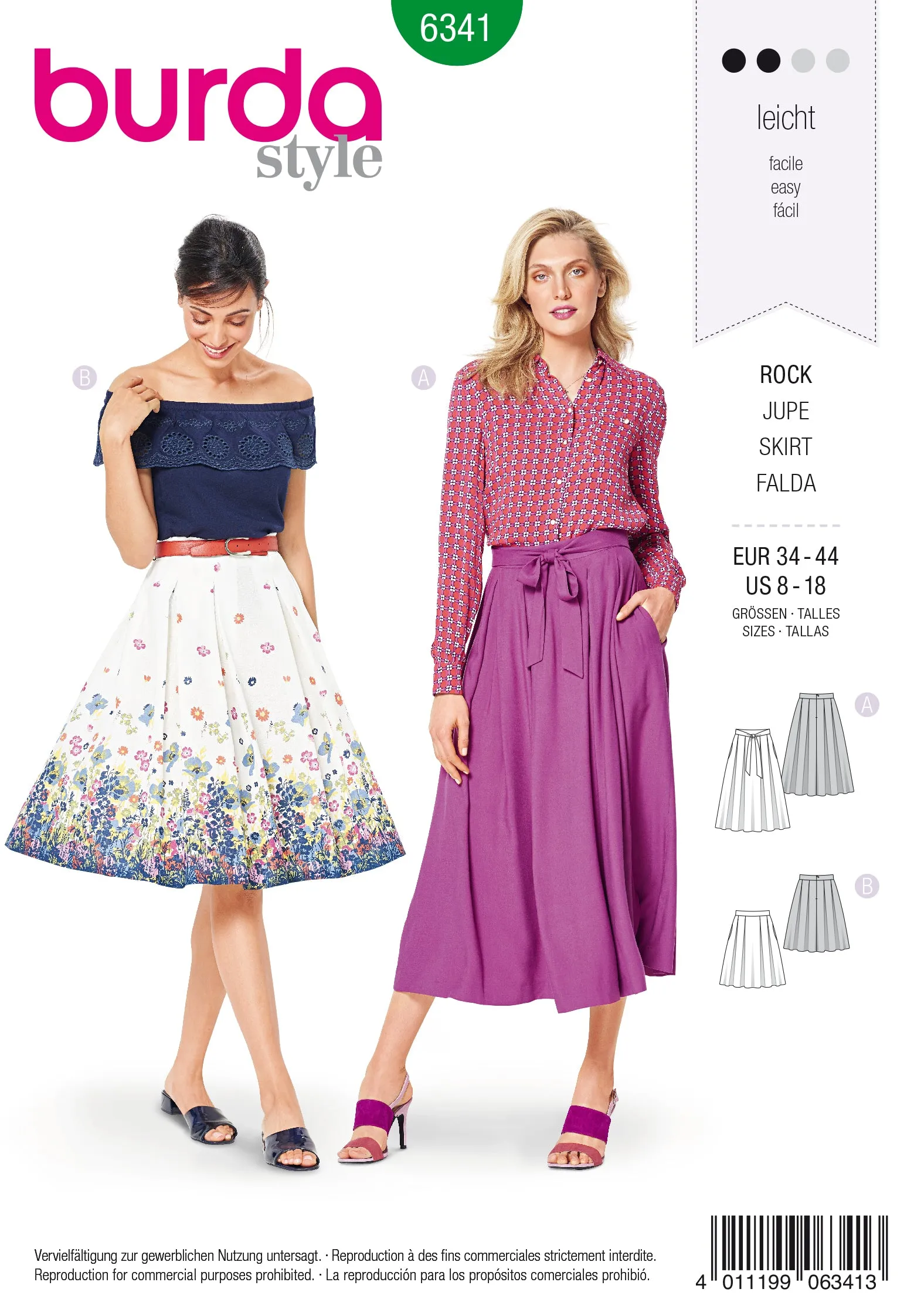 Burda Pattern 6341 Misses' inverted pleat skirt