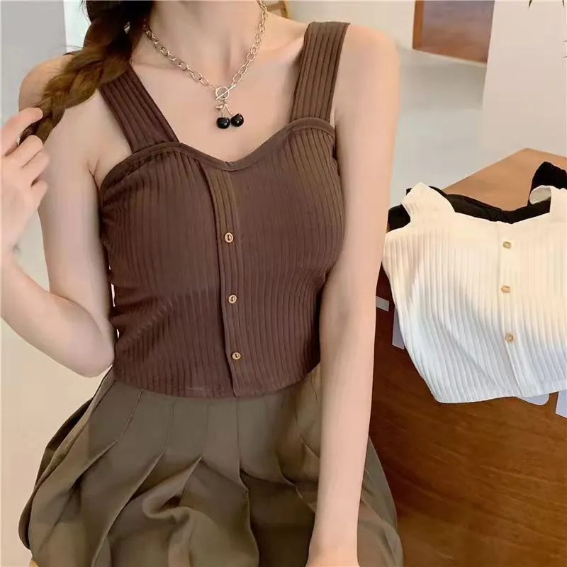 Button Camisole Short Top For Women