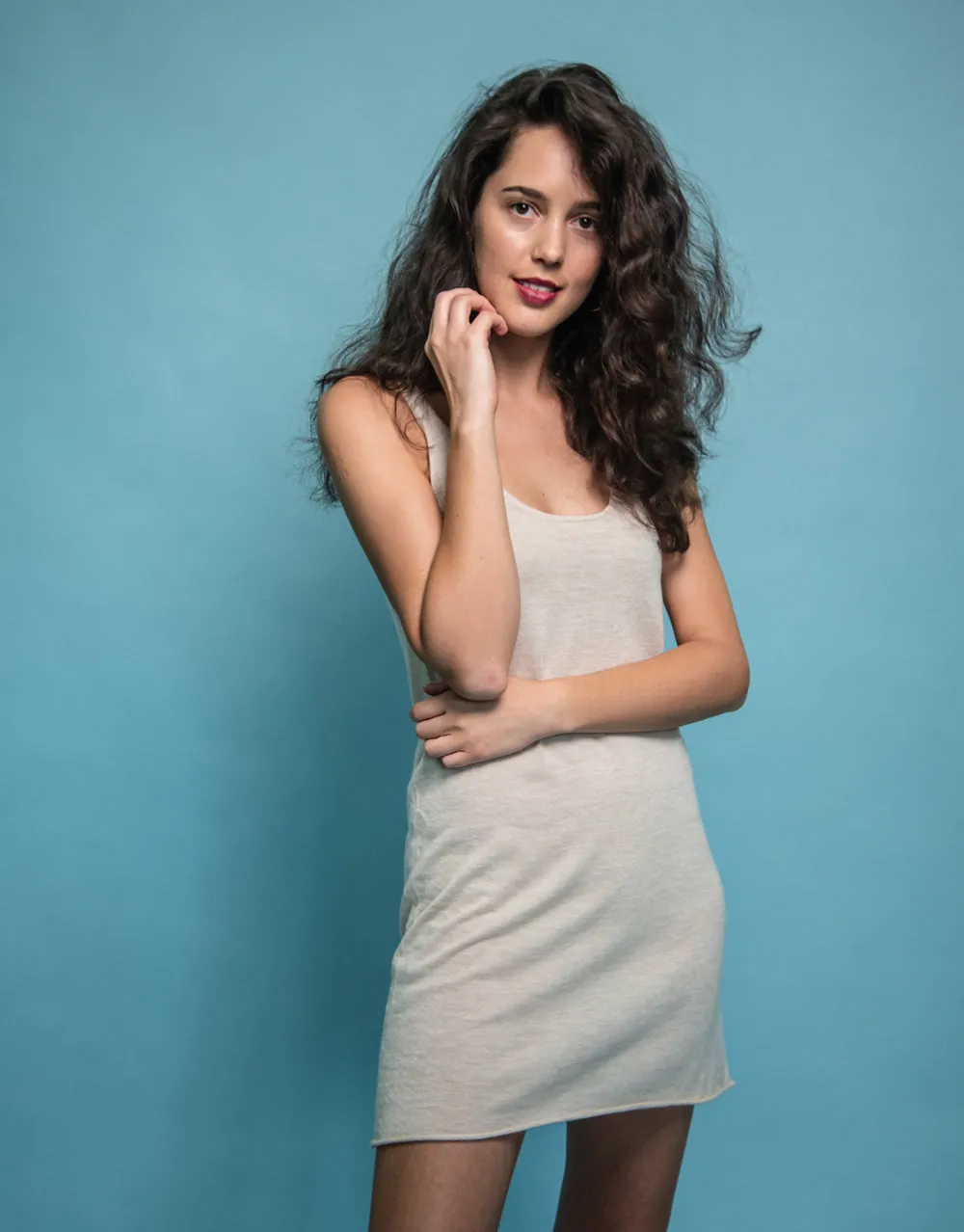 Cashmere Slip Dress in Wheat