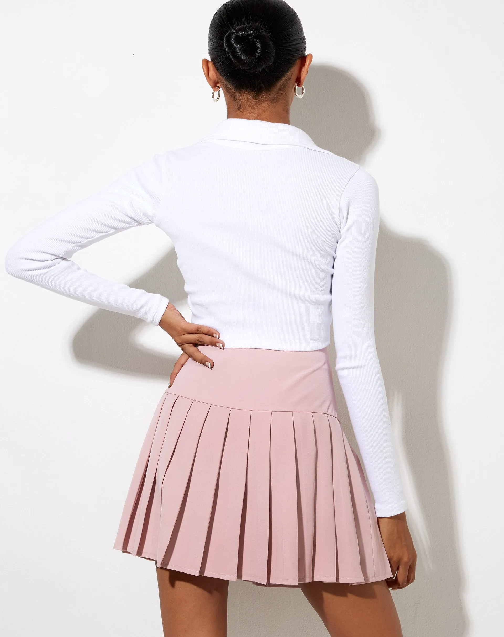 Cason Mini Pleat Skirt in Soft Pink