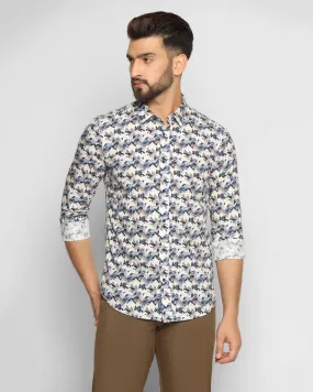 Casual Dark Navy Printed Shirt - Franz