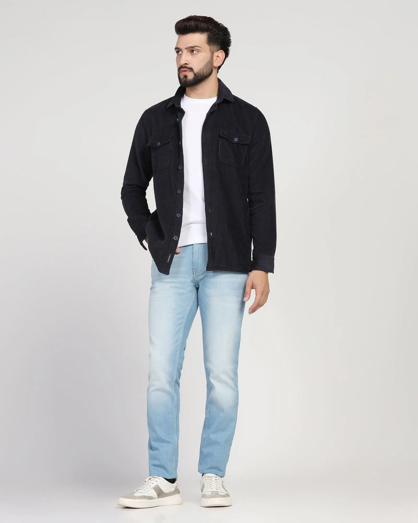 Casual Navy Textured Overshirt - Miami