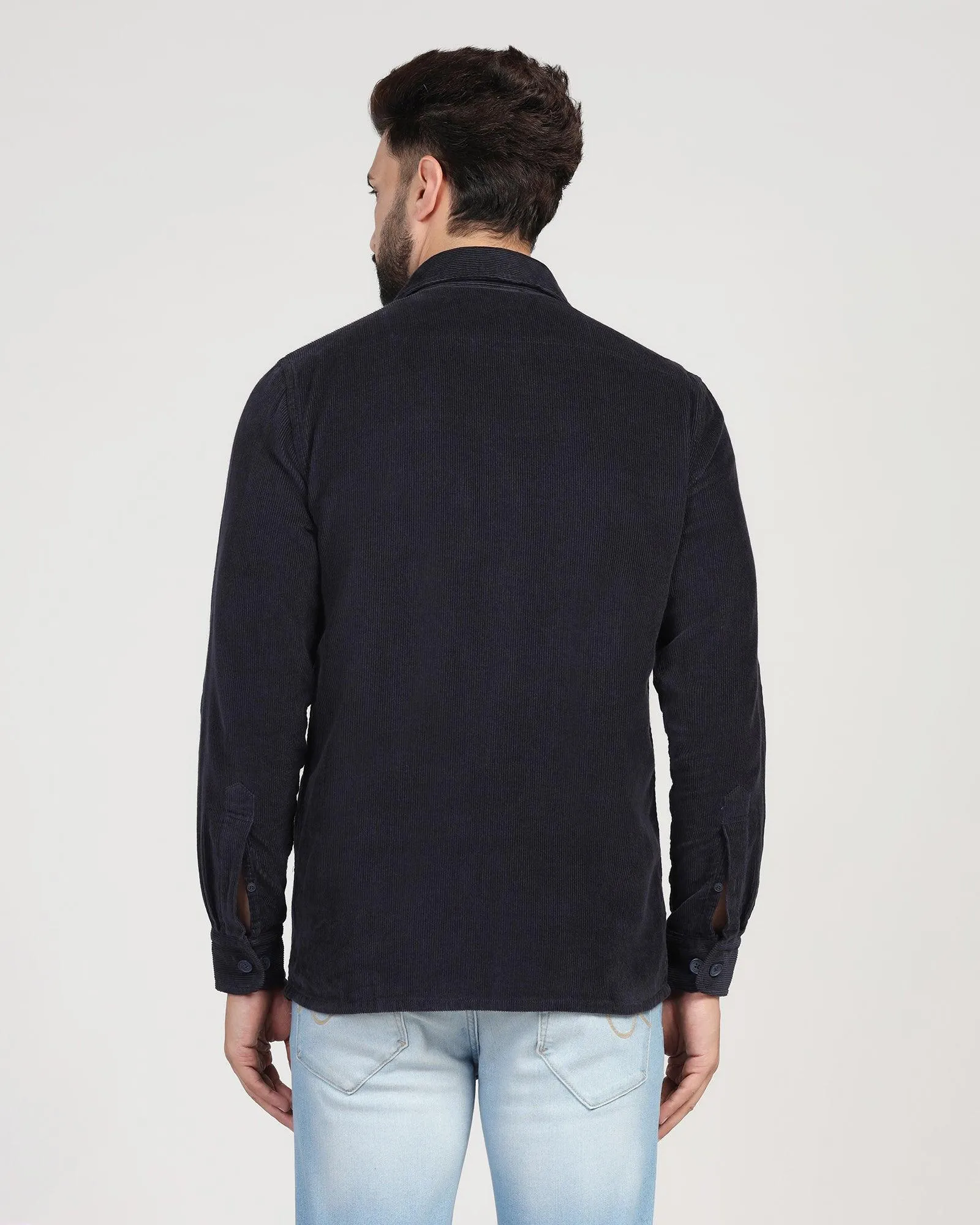 Casual Navy Textured Overshirt - Miami