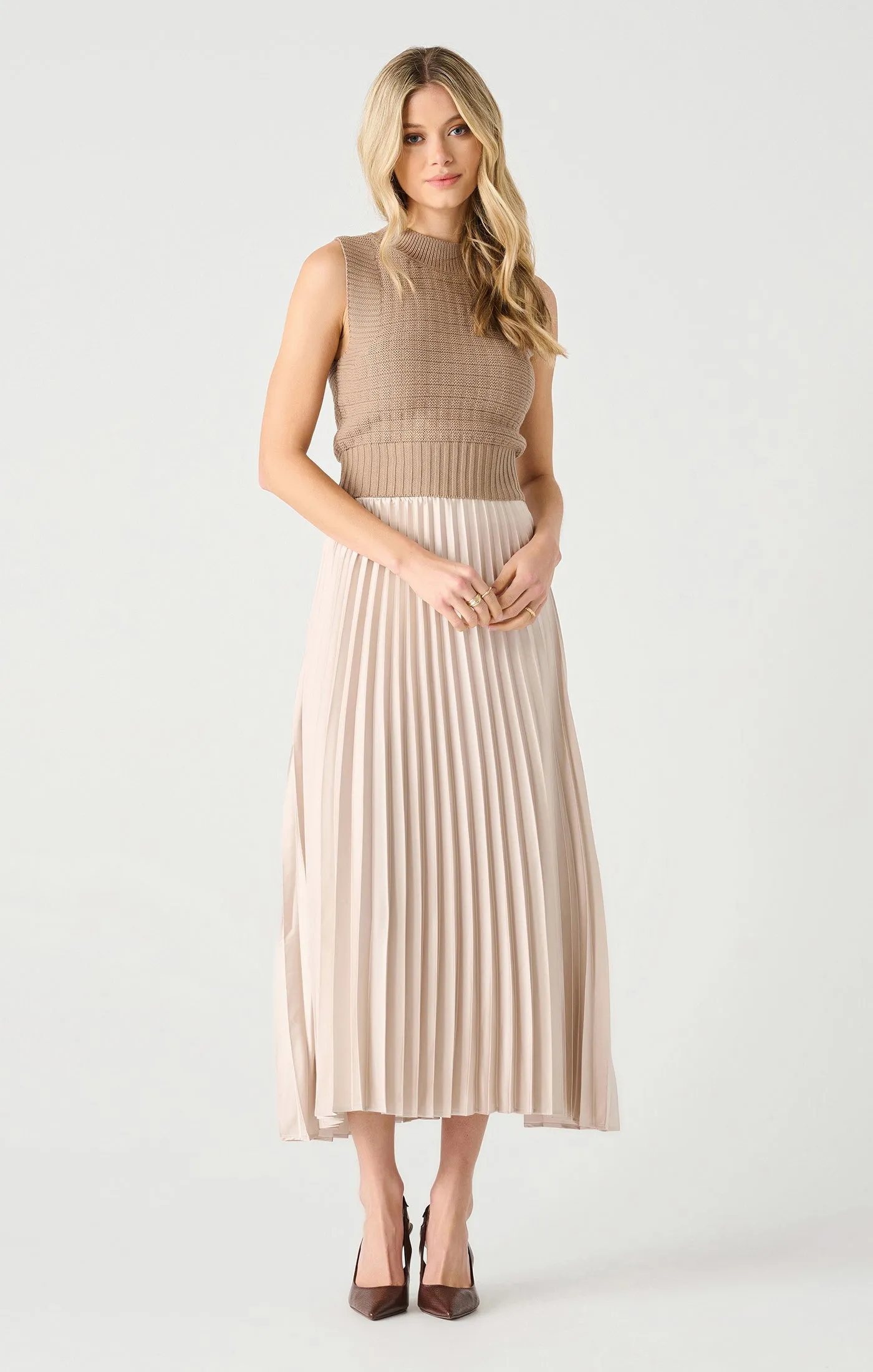 Champagne Pleated Maxi Skirt