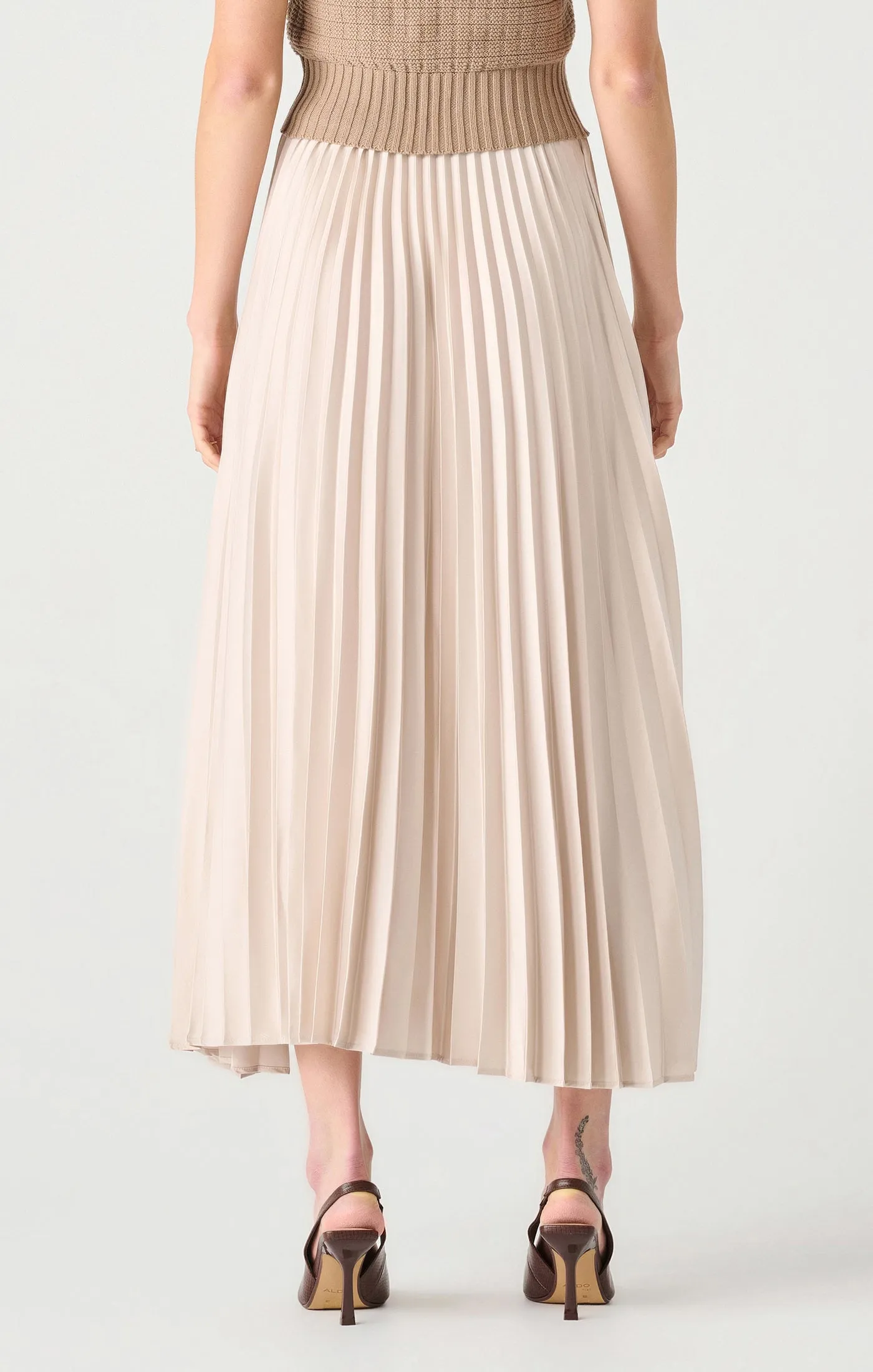 Champagne Pleated Maxi Skirt