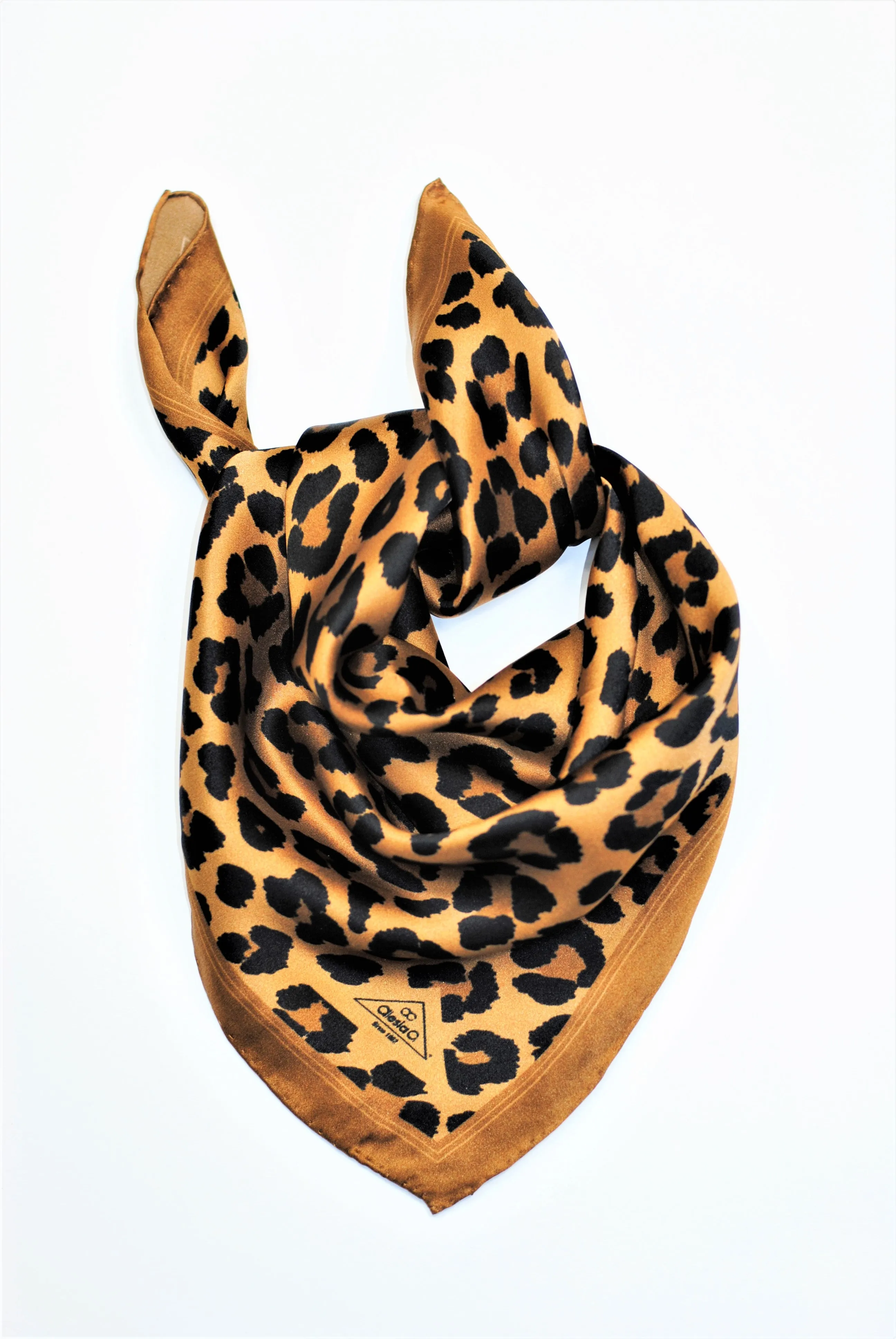 CHEETAH LUX Designer 100% Silk Scarf in Brown Black