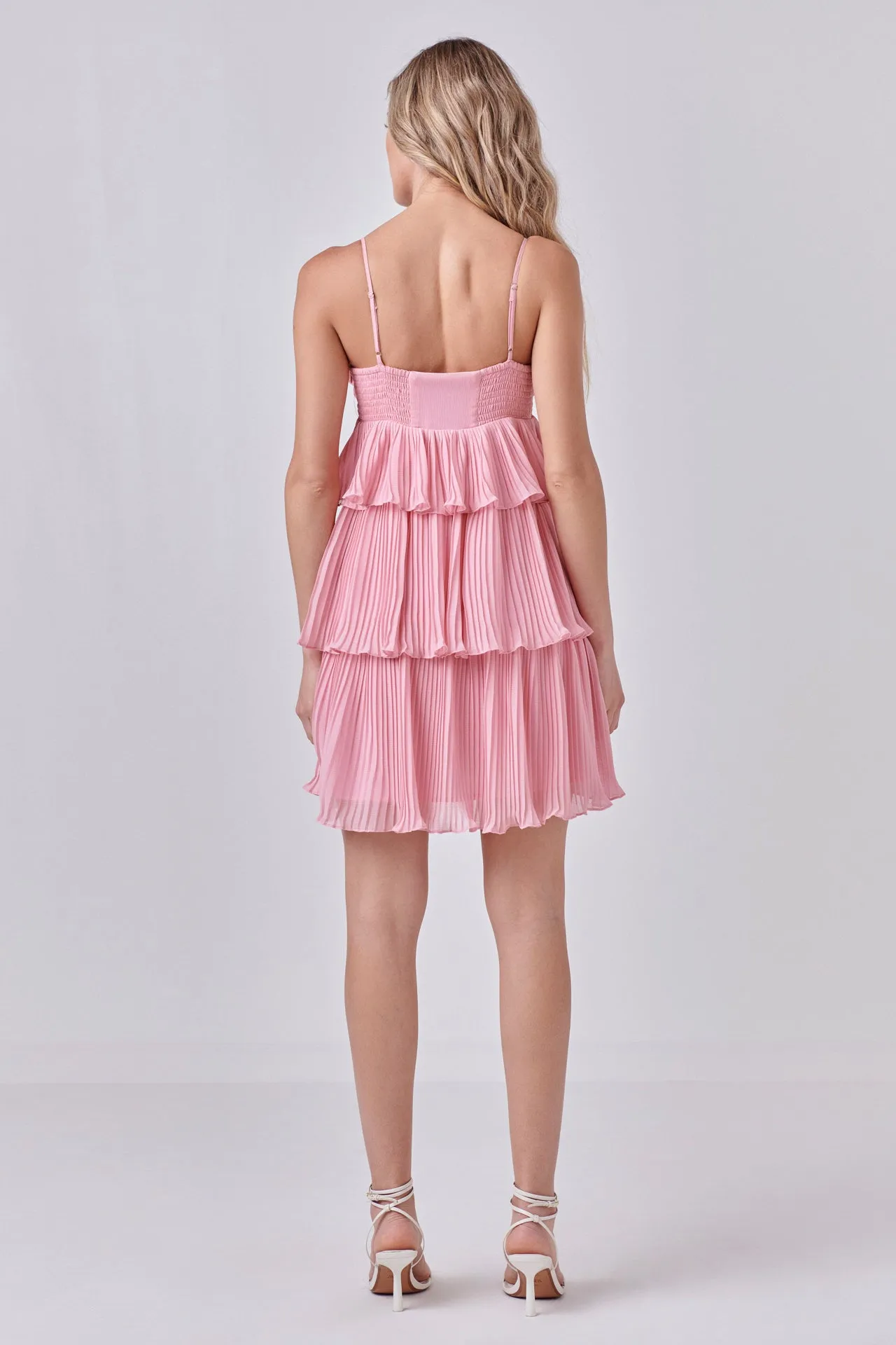 Chiffon Pleated Corset Mini Dress