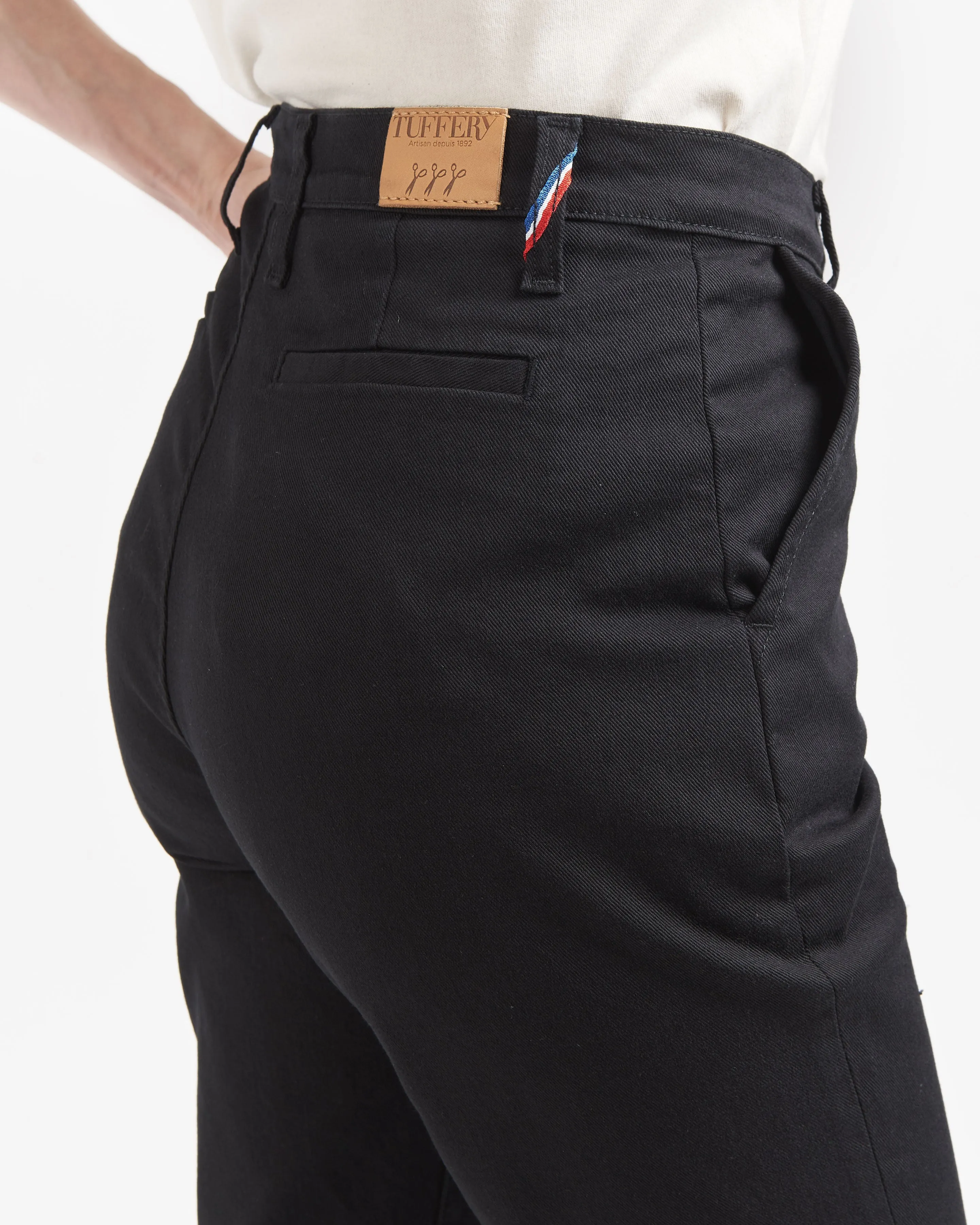 Chino femme ajusté taille haute Noir - Léonie