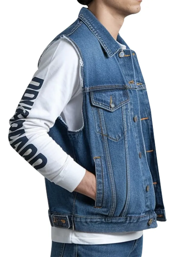 Classic Sleeveless Denim Vest For Men