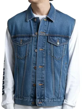 Classic Sleeveless Denim Vest For Men