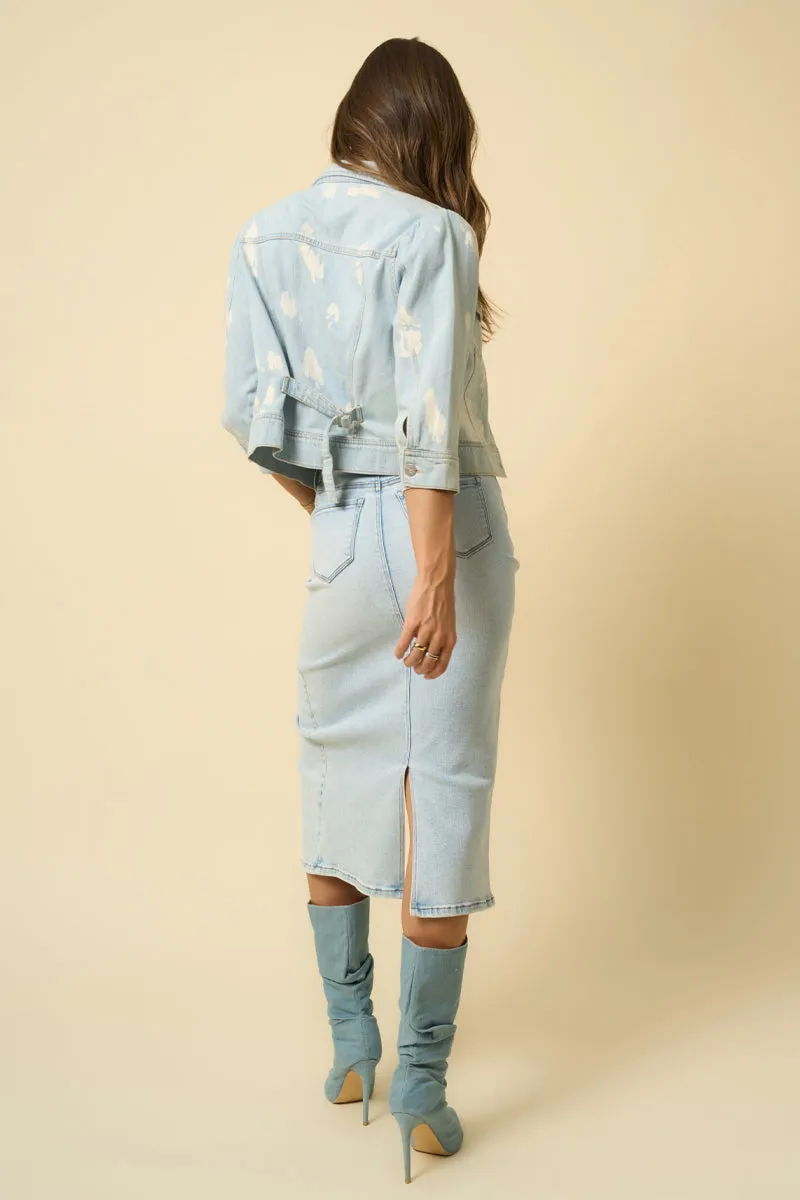 Cloud Puff Sleeve Crop Denim Jacket