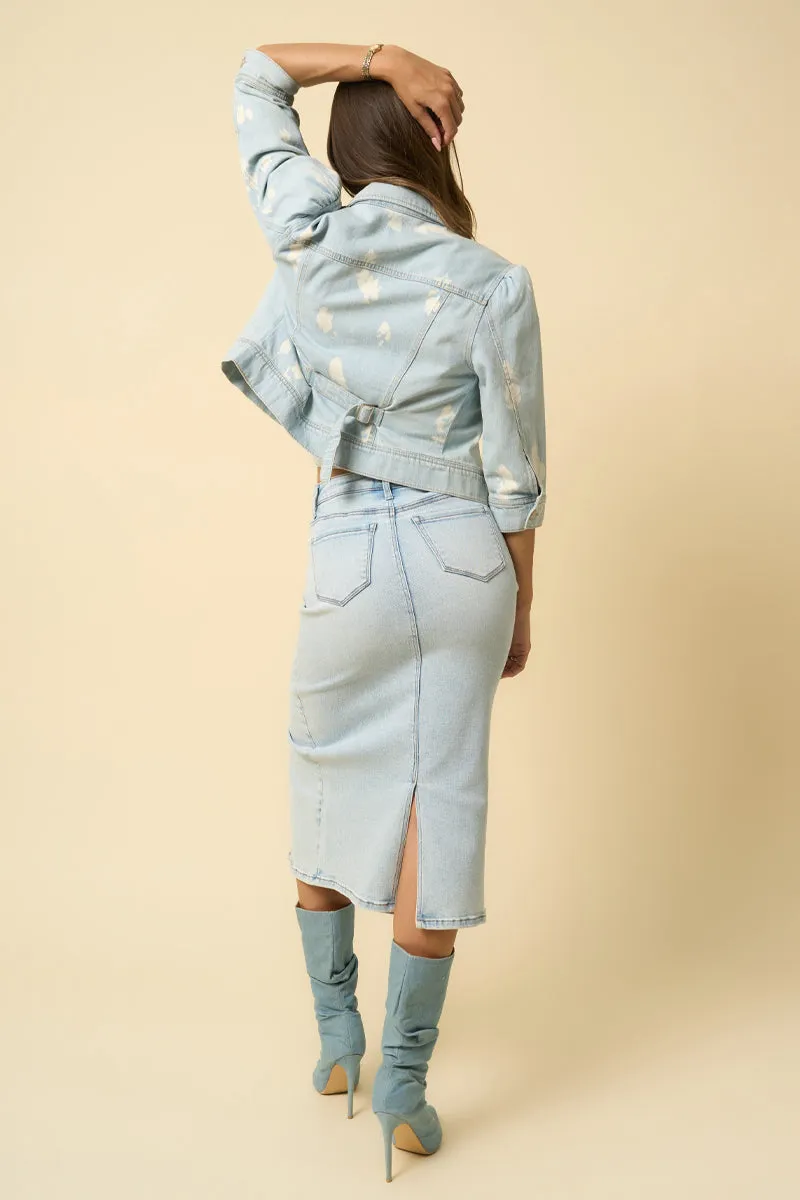 Cloud Puff Sleeve Crop Denim Jacket