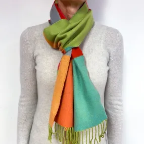 Colourful Colour Block Cashmere Scarf