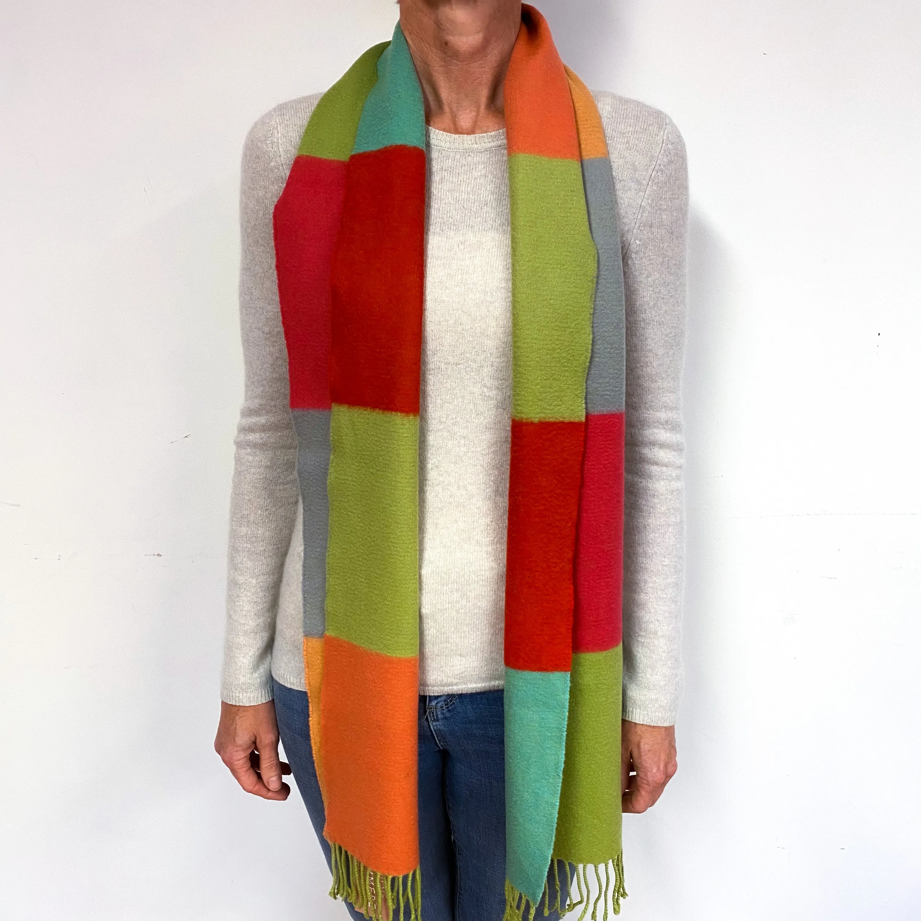 Colourful Colour Block Cashmere Scarf