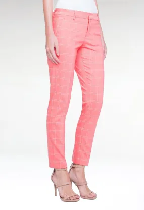 coral windowpane check chinos