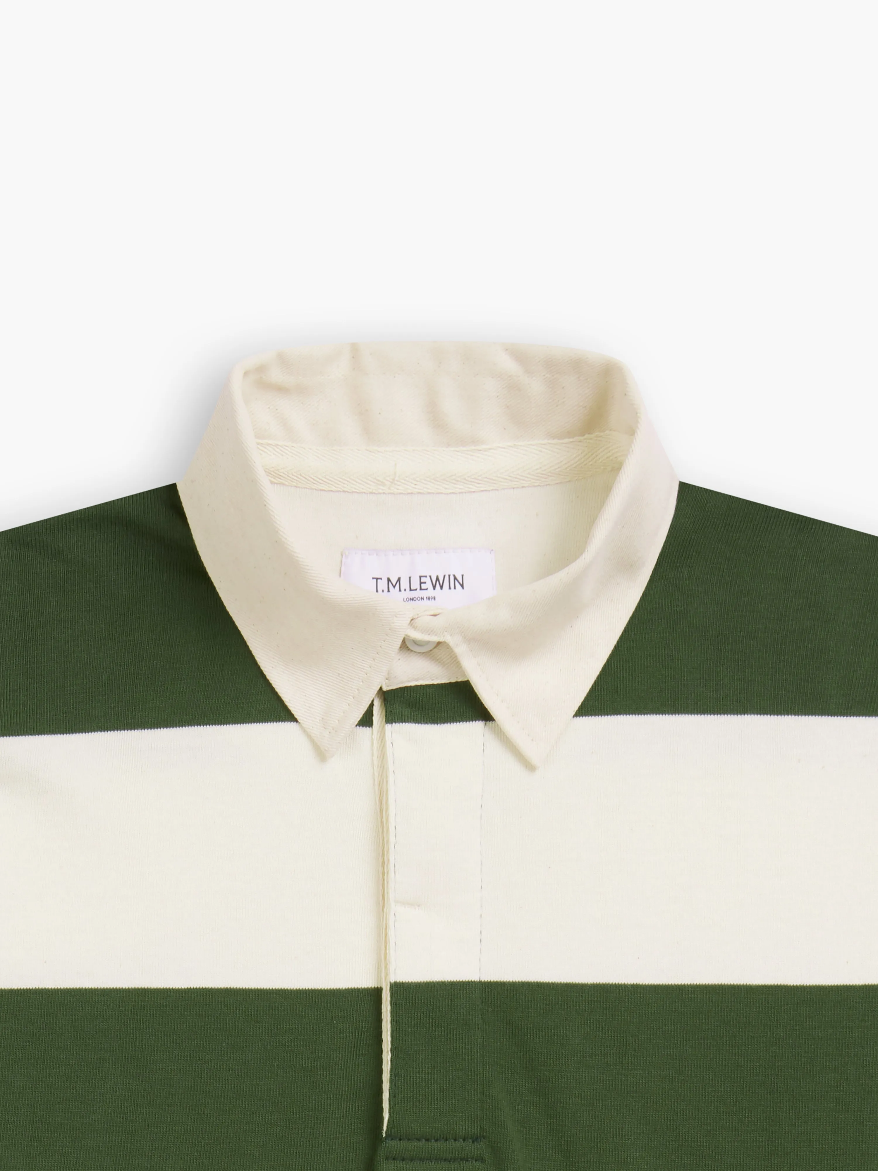 Cotton Rugby Shirt in Khaki Stripe