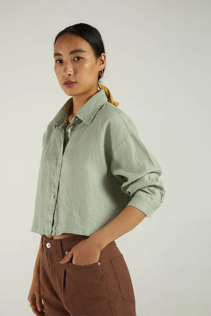 Crop it Like its Hot Shirt in Light Olive