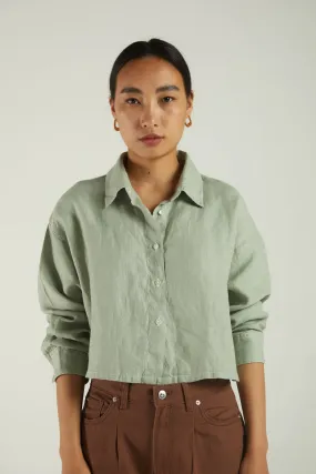 Crop it Like its Hot Shirt in Light Olive