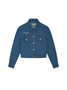 Cropped Hemp Denim Jacket—mid wash