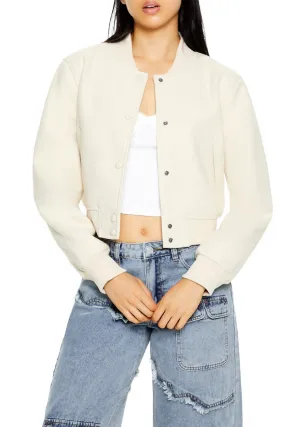 Cropped Knit Bomber Jacket