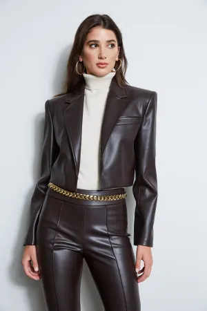 Cropped Vegan Leather Jacket