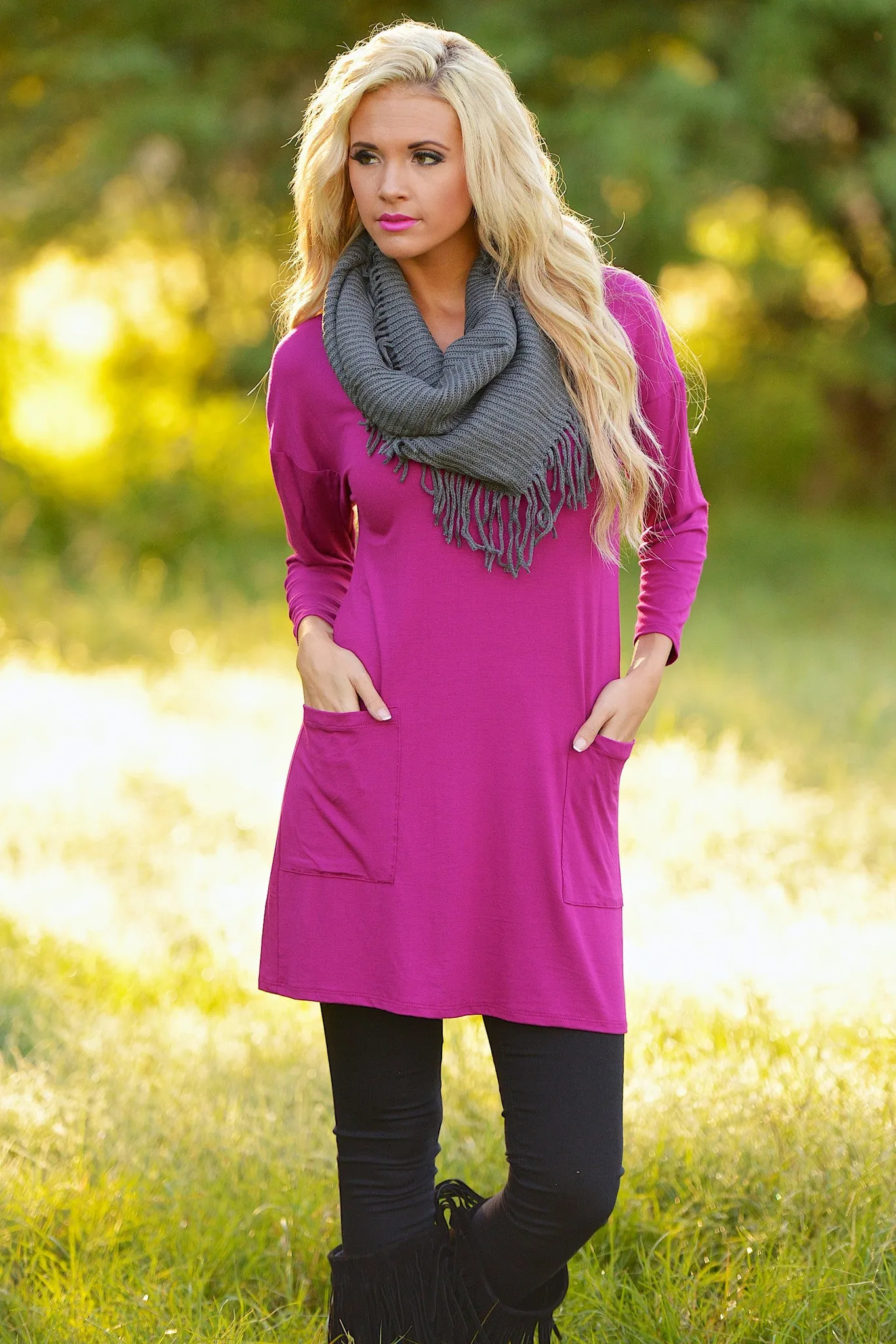 Cute As A Button Tunic - Magenta