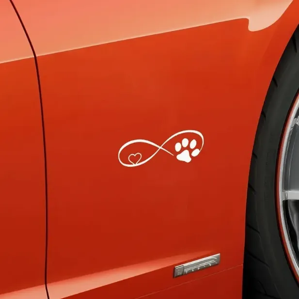 Cute Dog Infinity Vinyl Car Decal (silver)