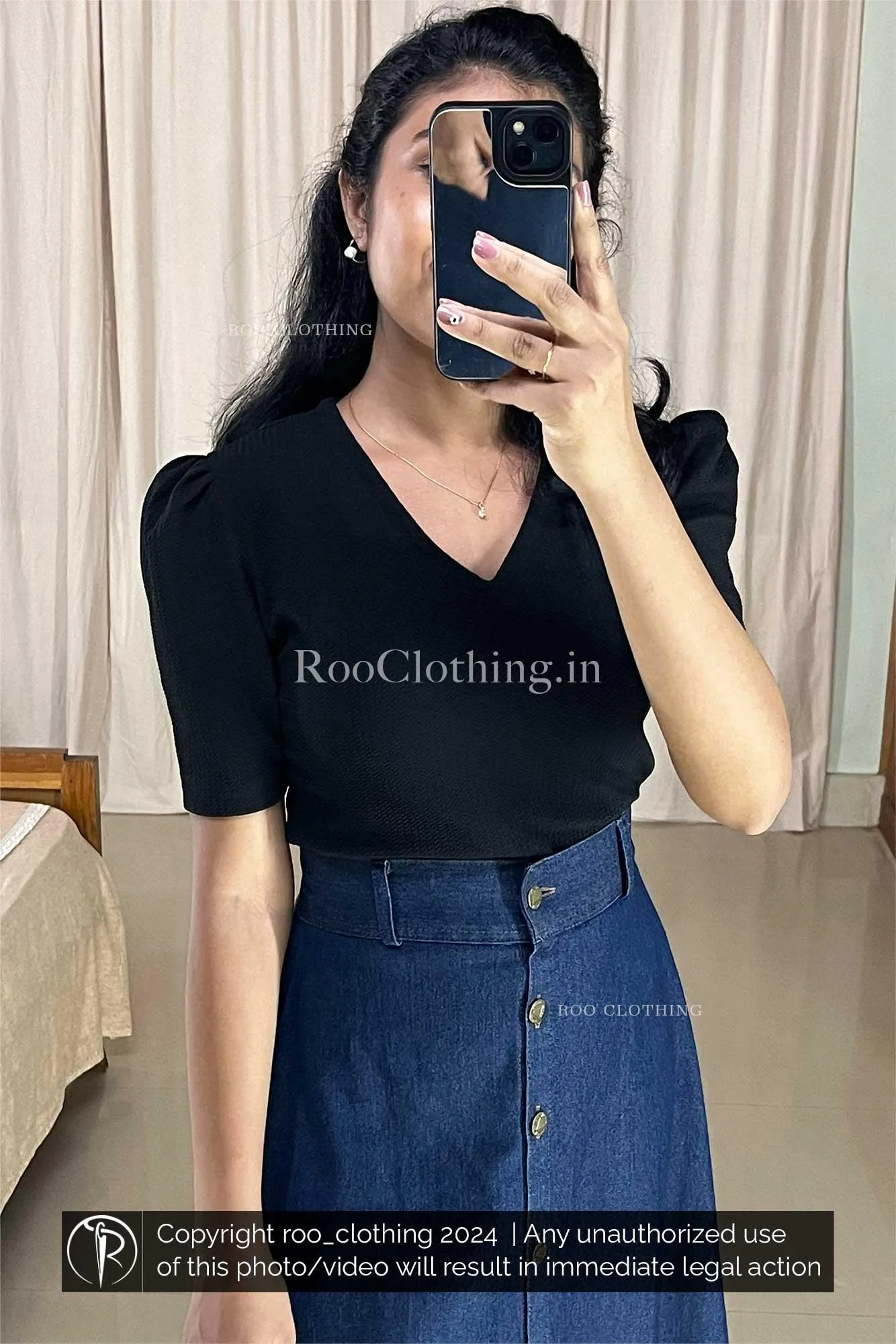 Dark Blue Denim Skirt Only