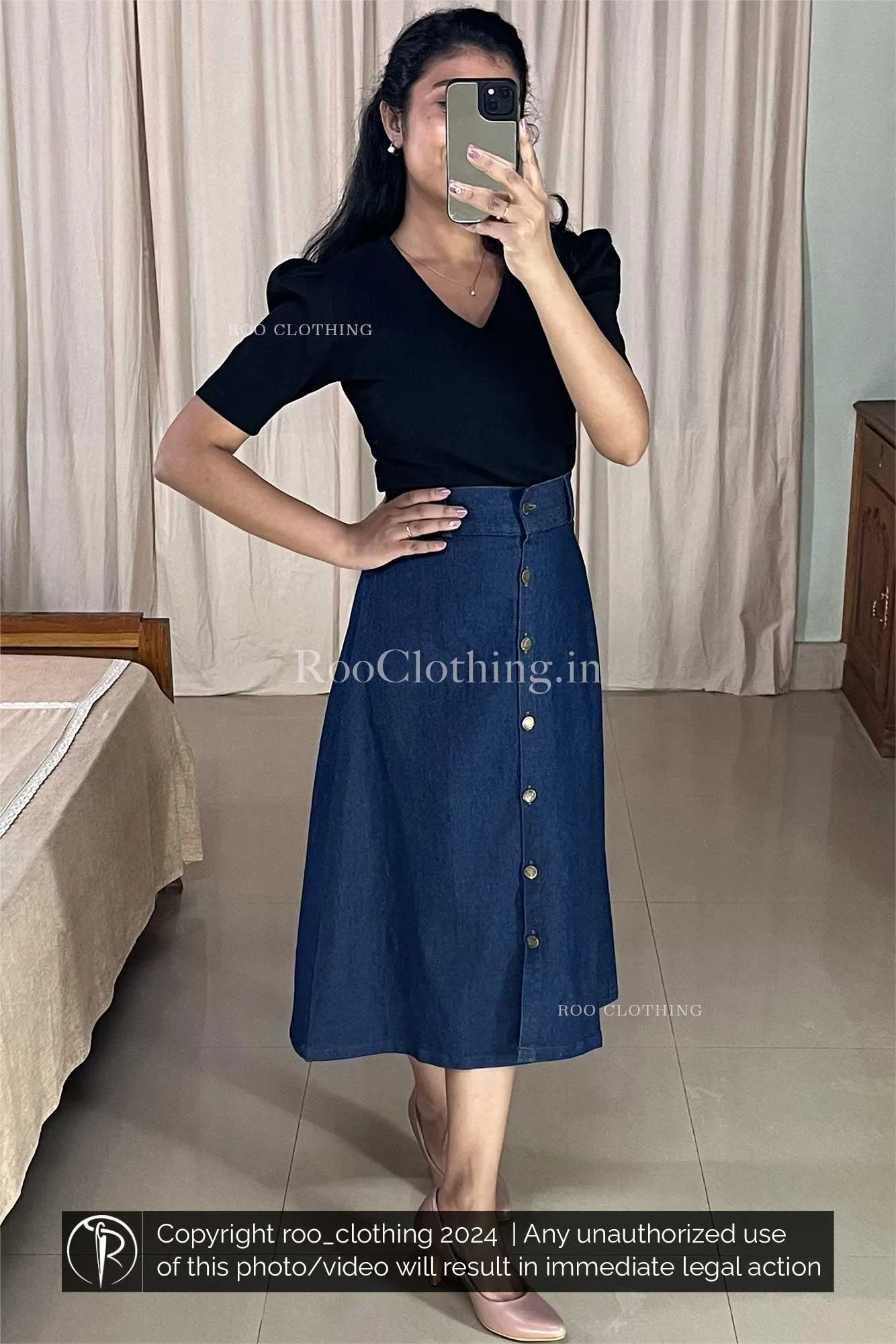 Dark Blue Denim Skirt Only