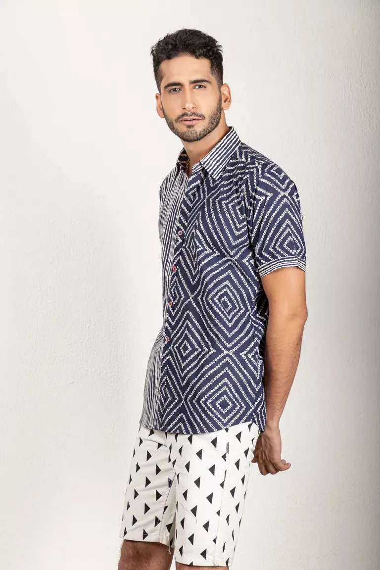 Deep Blue Bandhej Shirt