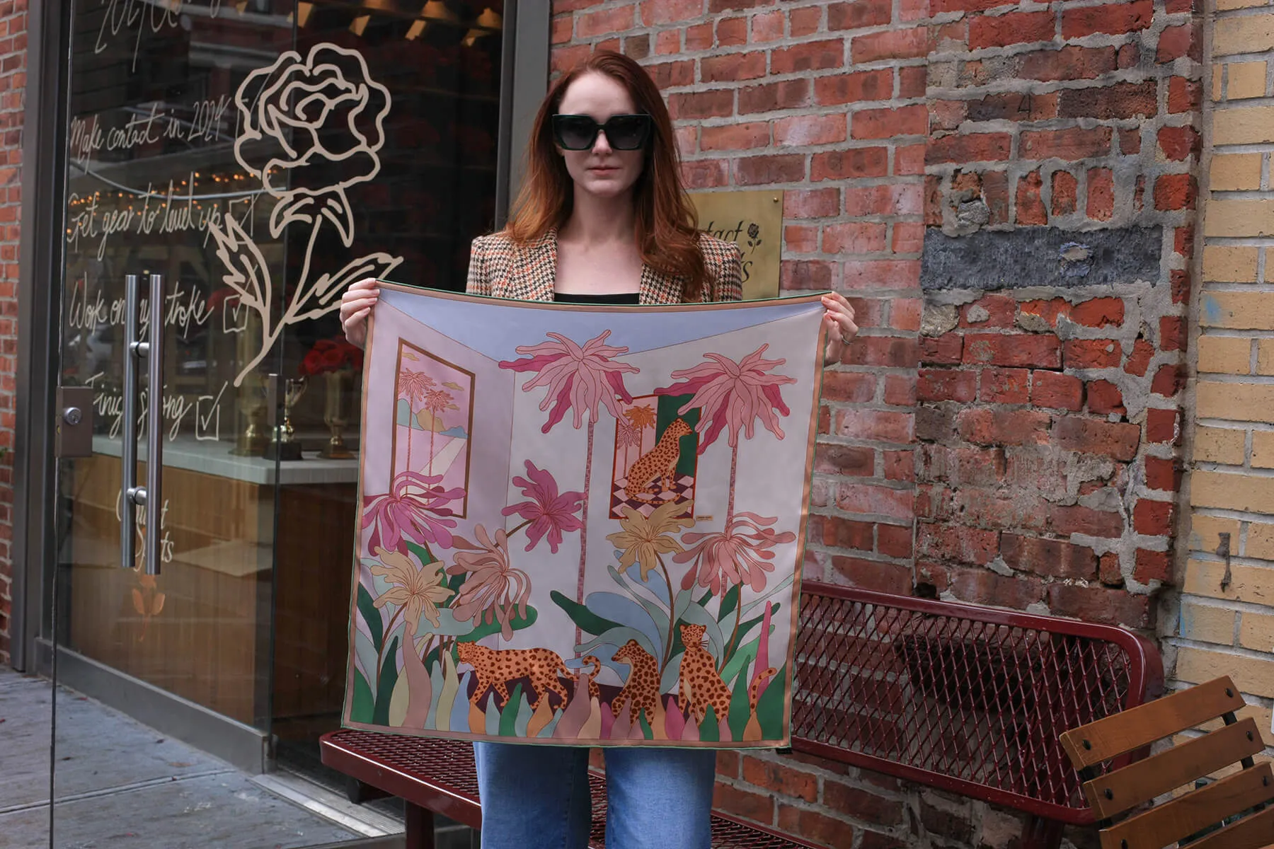 Double Sided Silk Scarf Of Indoor Forest