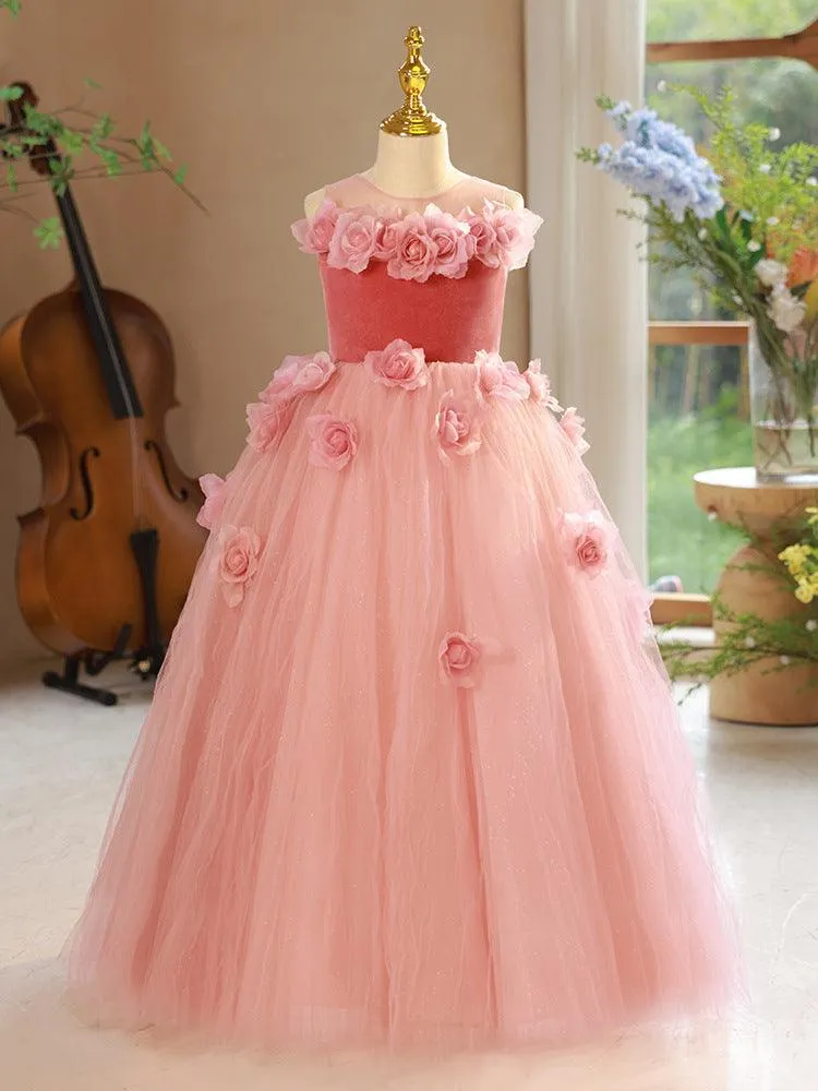 Dreamy Flower Princess Dress Pink Petal Fairy Dress