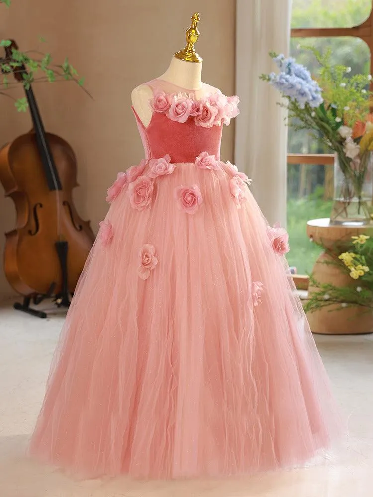 Dreamy Flower Princess Dress Pink Petal Fairy Dress