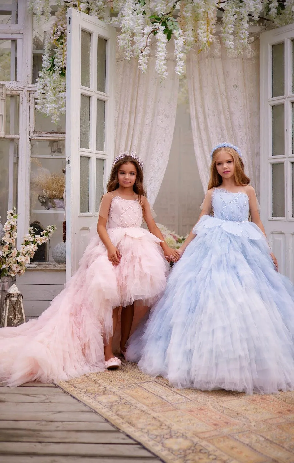 Dreamy Pink and Blue Tulle Gown Set