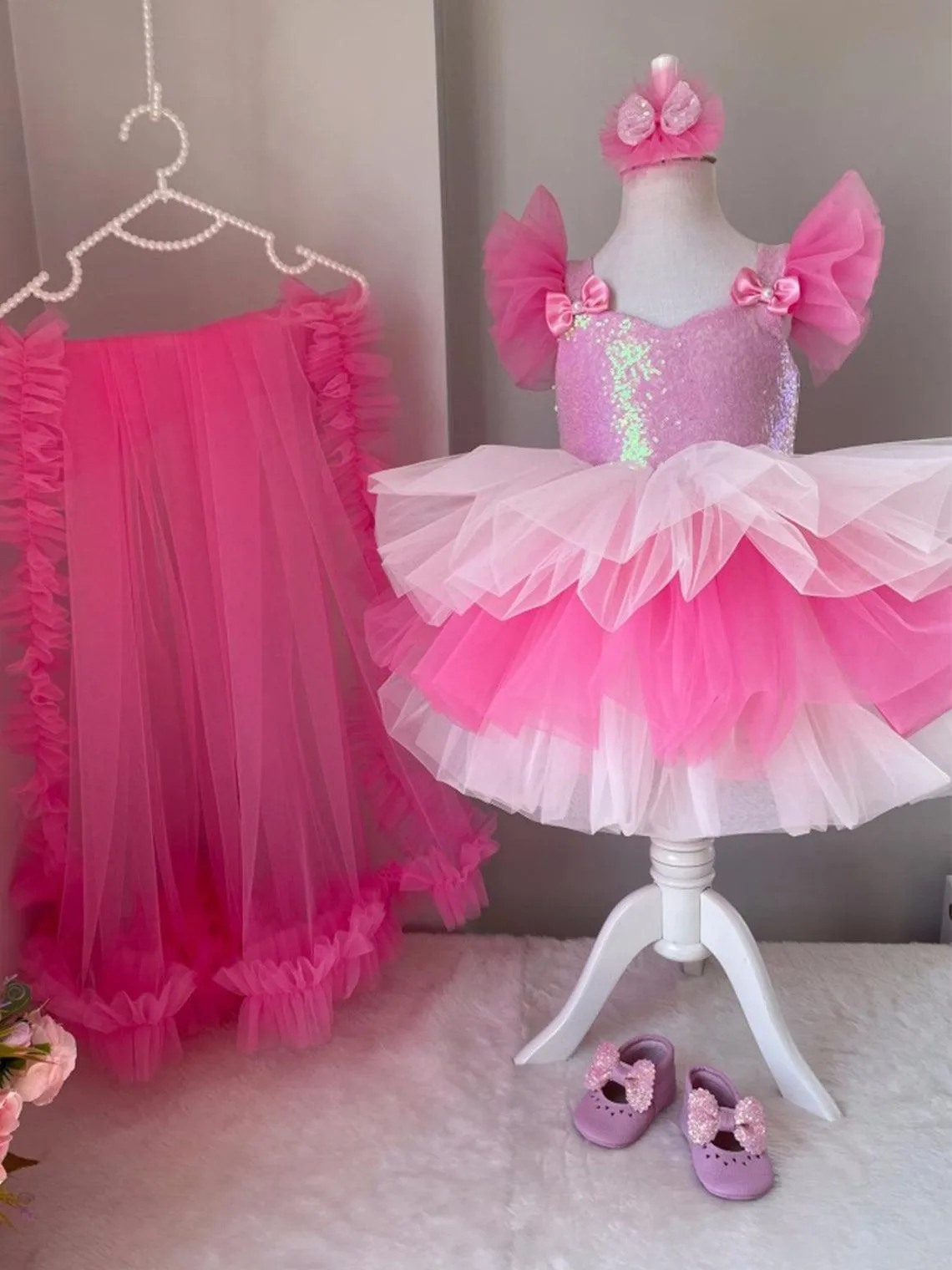 Dreamy Princess Dress Sweet Pink Layered Tulle Dress