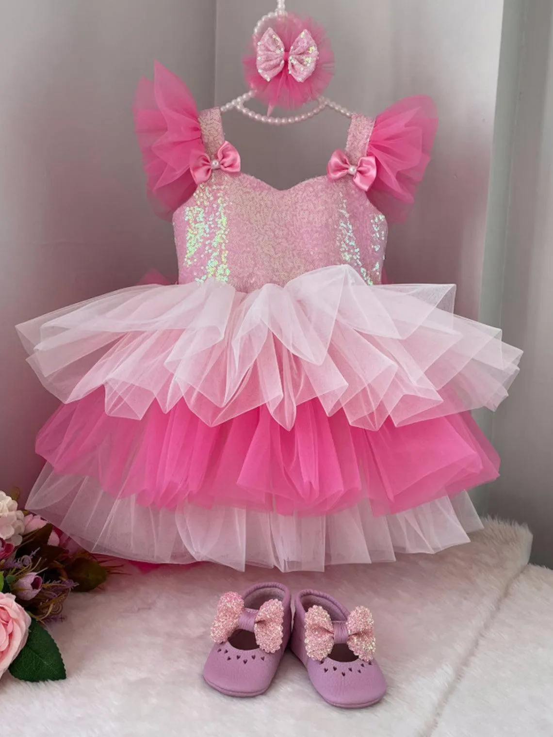 Dreamy Princess Dress Sweet Pink Layered Tulle Dress