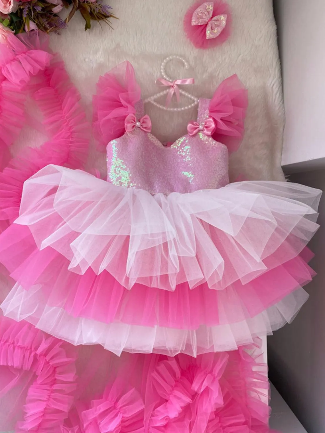 Dreamy Princess Dress Sweet Pink Layered Tulle Dress