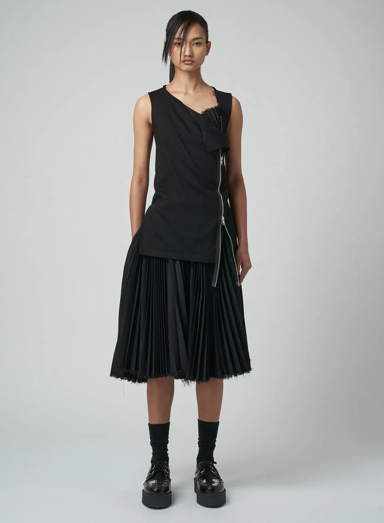 DRESS WITH PLEATED SKIRT