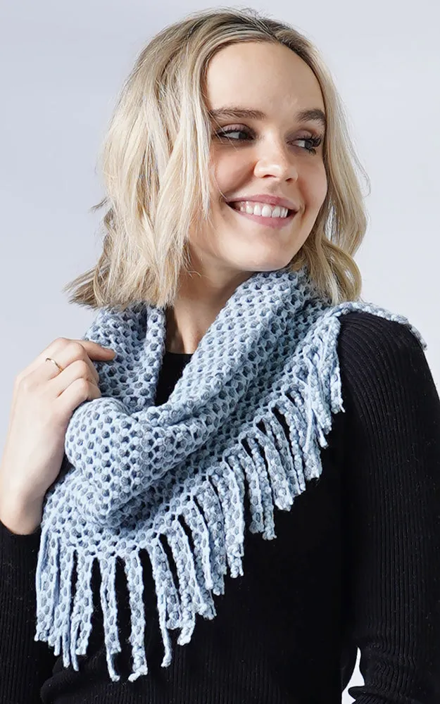 EAN7352 Two Tone Tube Knit Fringe Infinity Scarf