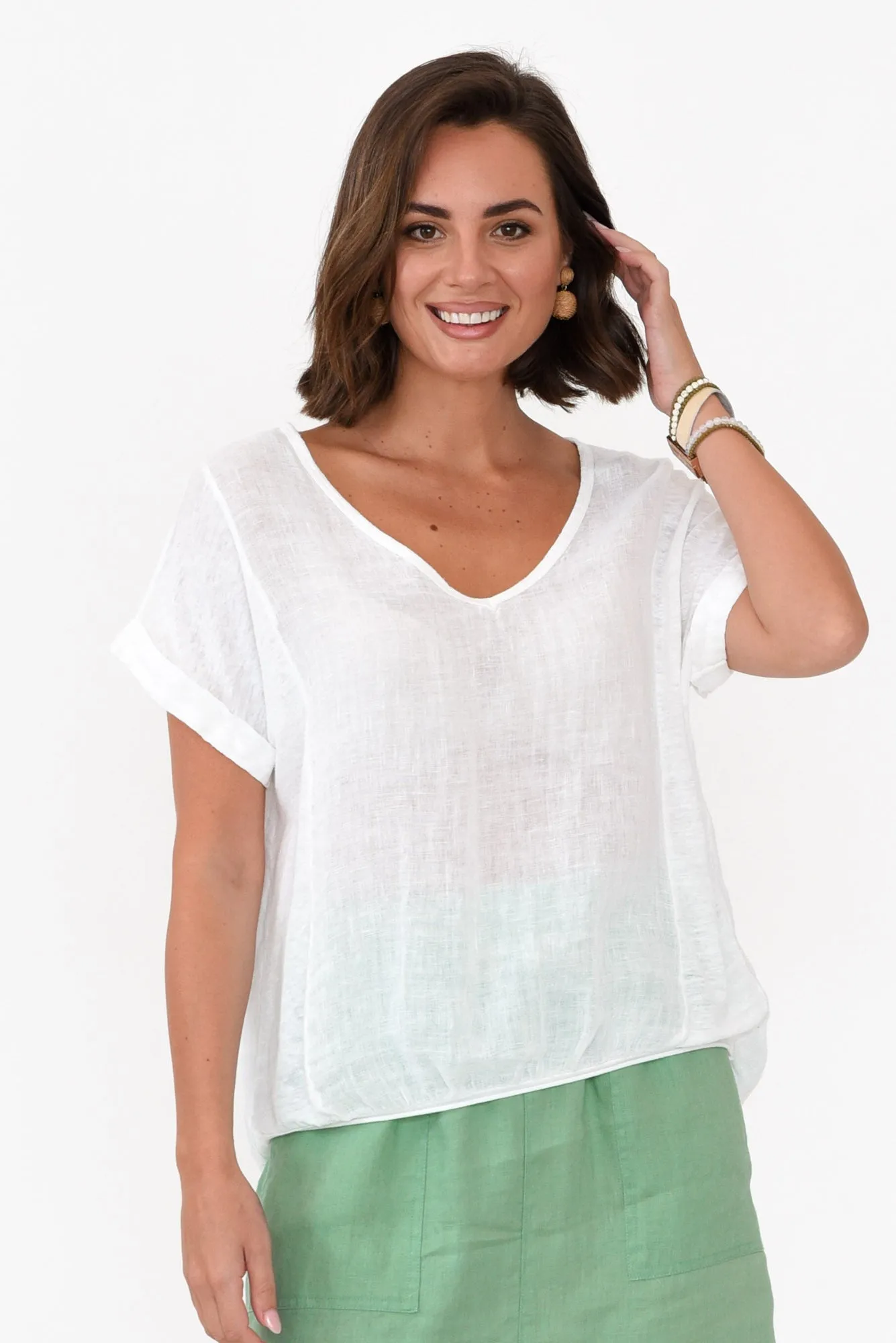 Effie White Linen Tee